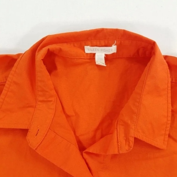 Eileen Fisher Top XS Orange Coral Long Sleeve Button Shirt Organic Cotton Blend - Picture 12 of 15